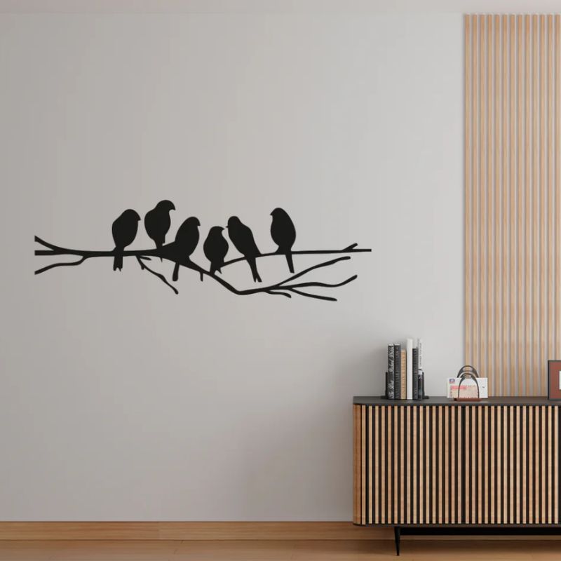 Birds Sitting on a Branch - 3mm Black Acrylic Wall Art