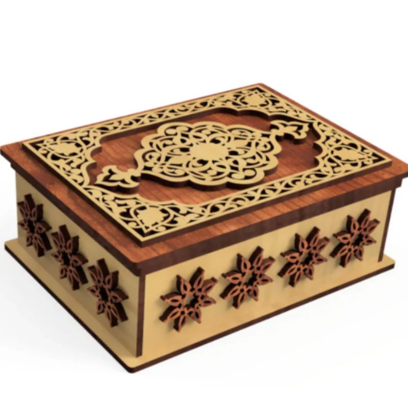 Unique Laser Cut Wood Jewelry Box – Oriental Style Carved Decor, Perfect for Keepsakes