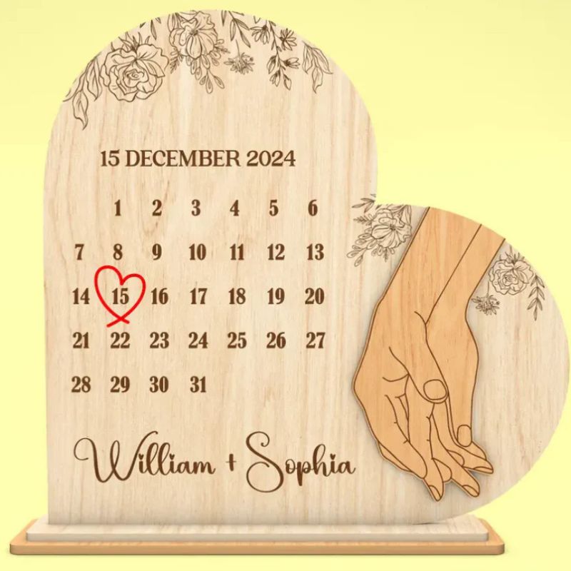 Personalized Married Calendar Heart Sign – Custom Engraved