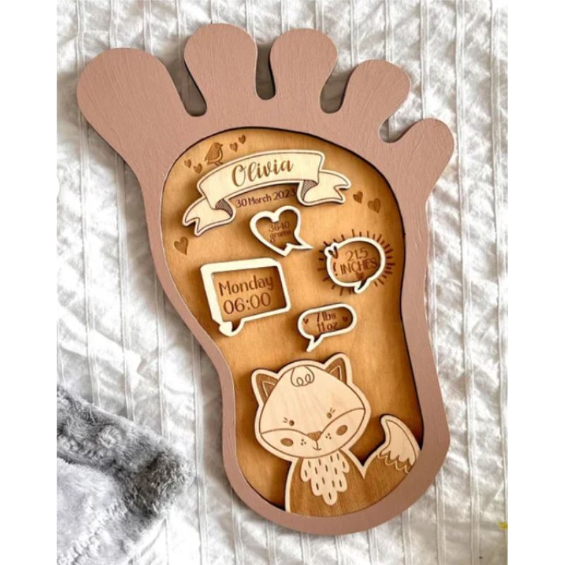 Footprint Birth Sign – Baby Announcement Stats Bundle with Custom Props