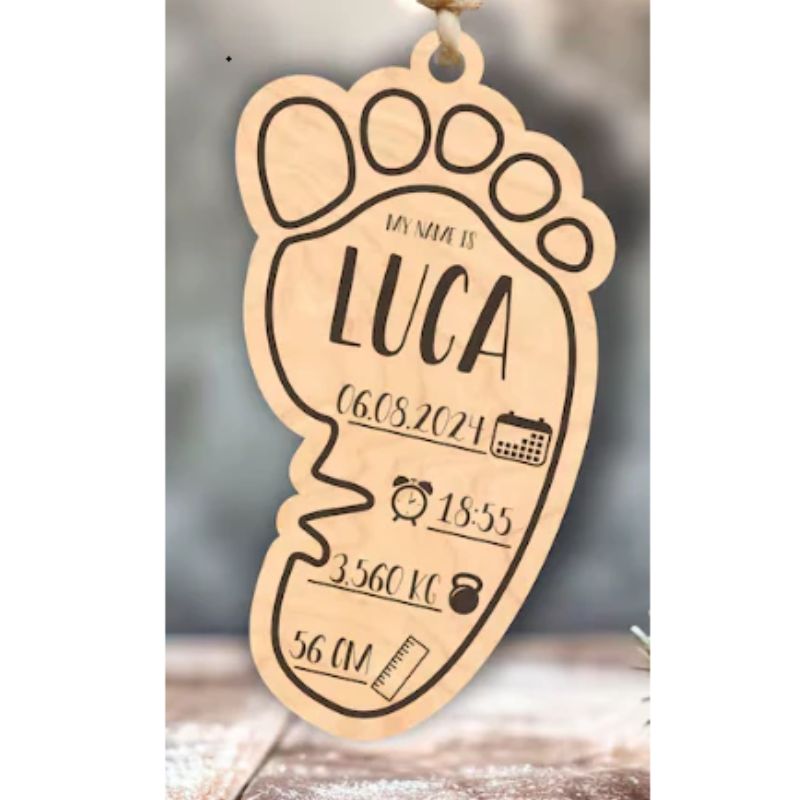 Custom Baby Birth Details Keepsake – Personalized Laser Engraved Wooden Frame