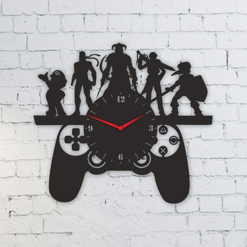 Gaming Legends Black Acrylic Wall Clock – Unique Gamer Decor