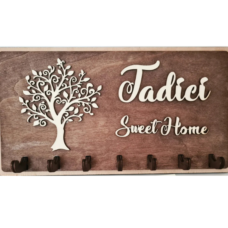 Sweet Home Keychain Holder – Custom Design, Wooden