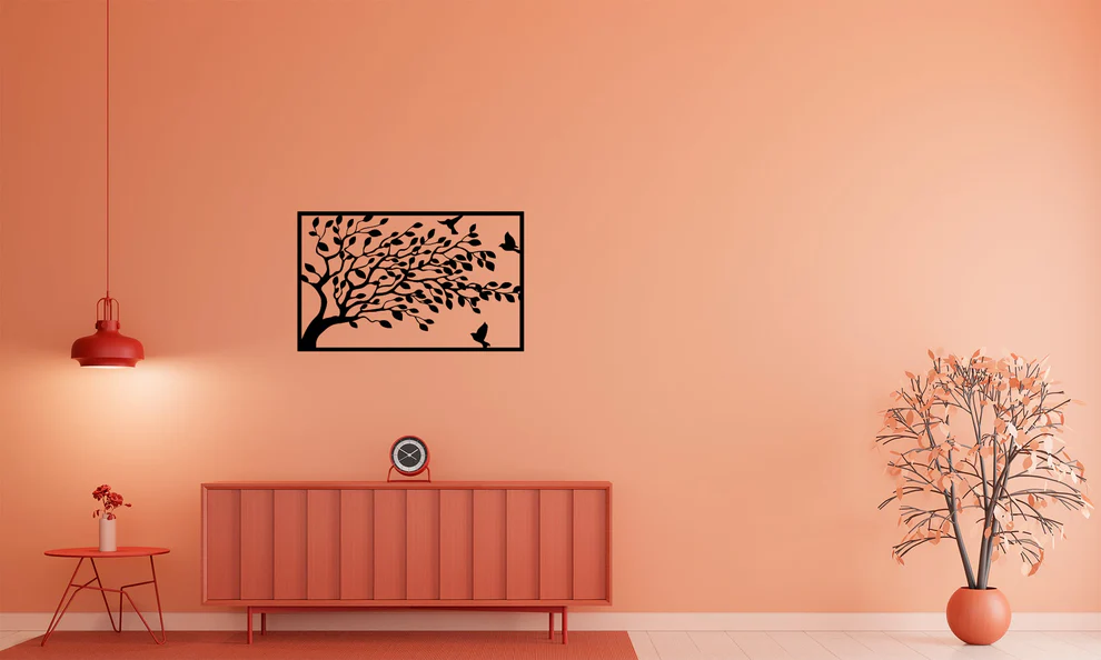 Laser-Cut Tree & Birds Wall Art – 3mm Black Acrylic
