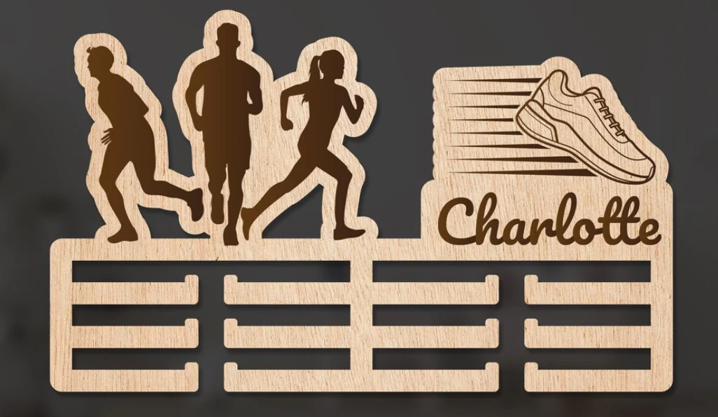 Wooden Triathlon Medal Hanger –Display for Race Medals